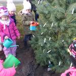 Die Kinder der Kindertagesstätte Pusteblume beim Gießen der Tanne. [(c): Nadine Röhrdanz/stellvertretende Pressereferentin/Stadt Halberstadt]