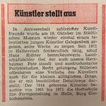 Ausschnitt Volksstimme vom 15.10.1976 mit der Besprechung zur ersten Ausstellung Hans Hermann Richters im Städtischen Museum (Stadtarchiv Halberstadt)